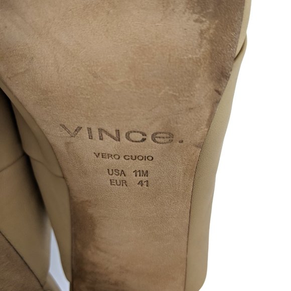 Vince | Shoes | Vince Heath Leather Mule Sandal Block Heel Nude 1 | Poshmark